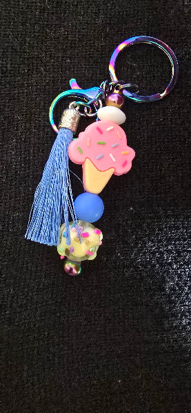 pink ice cream keychain