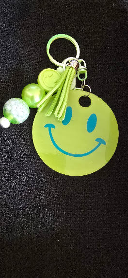 lime green smiley face keychain