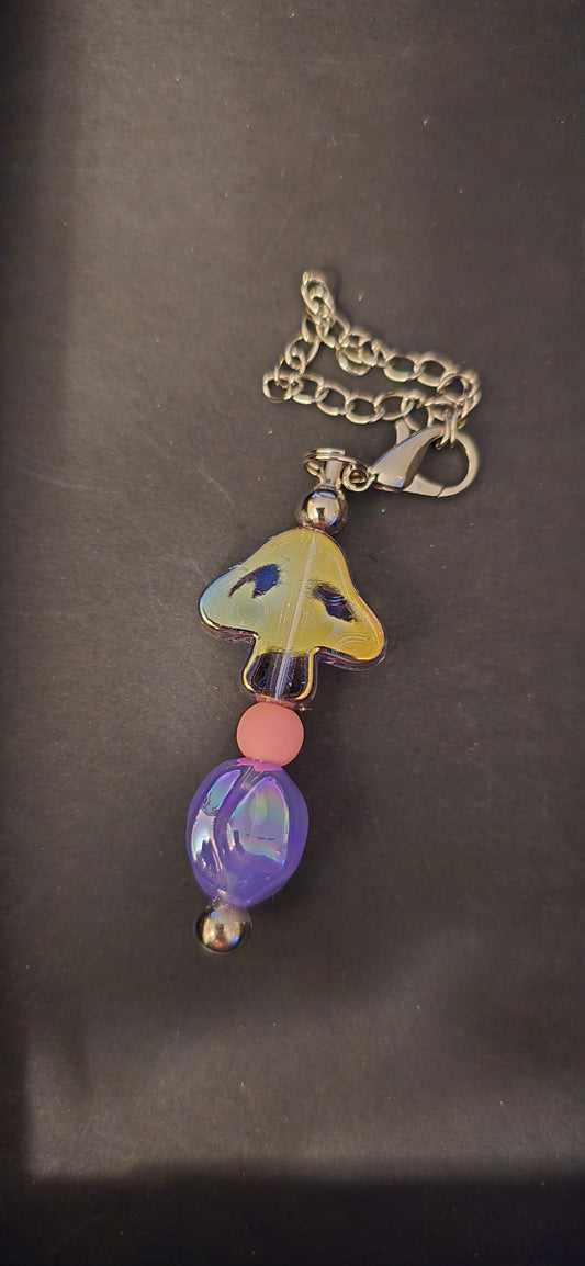 Iridescent mushroom cup/bag charm