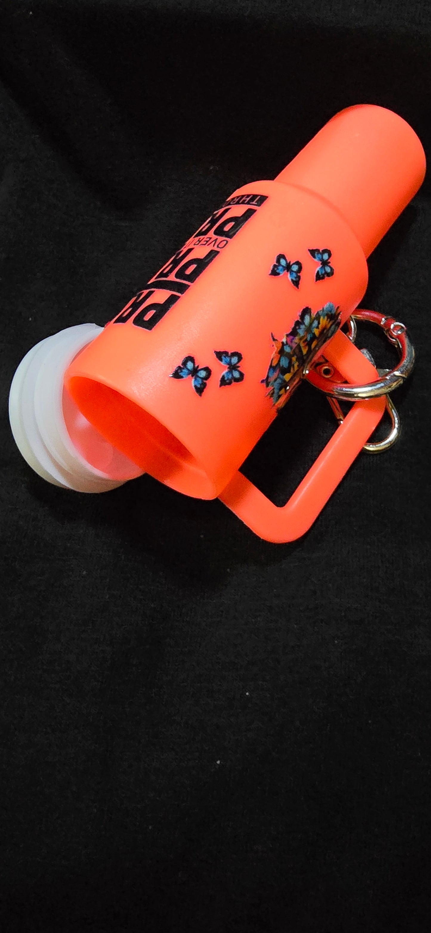 Bright orange Prayer tumbler keychain