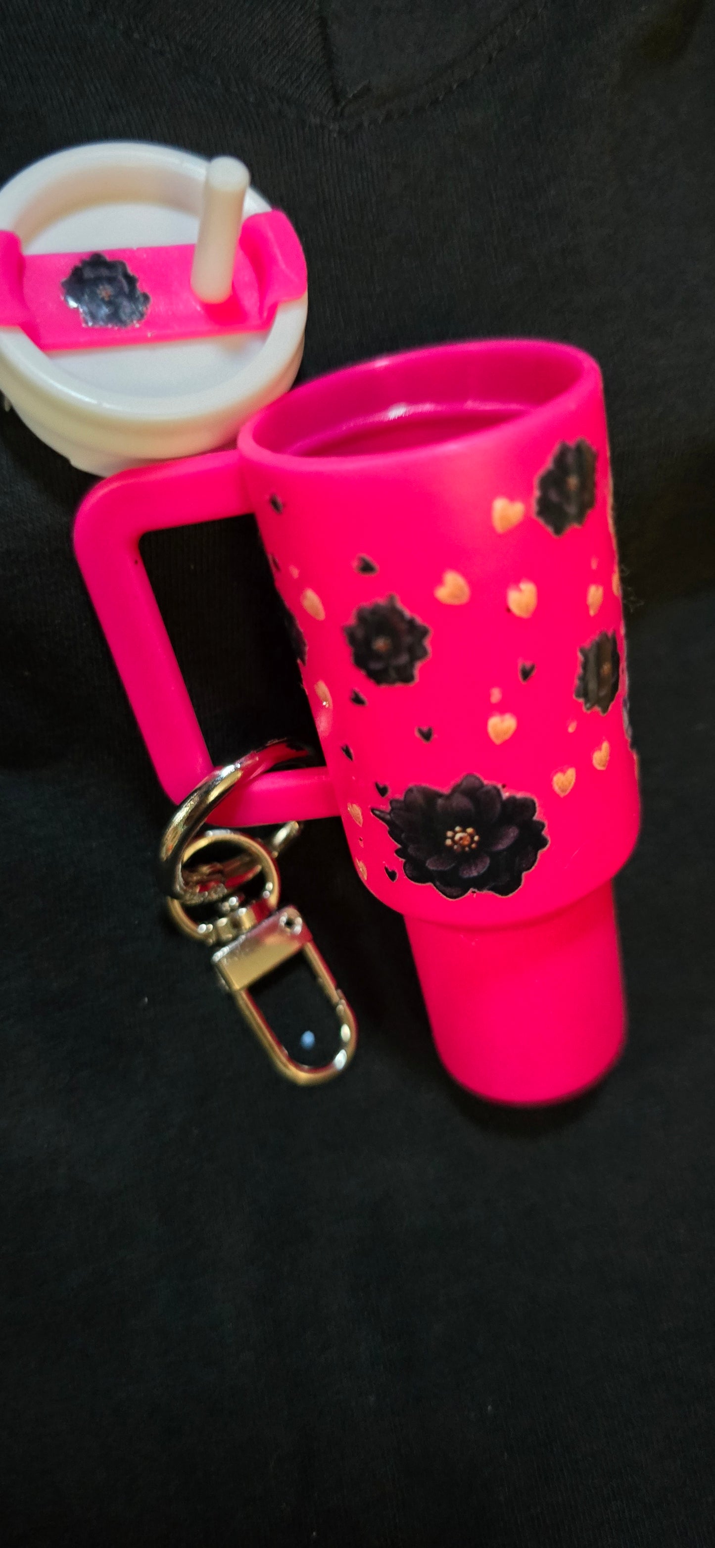 Hot pink cow tumbler keychain