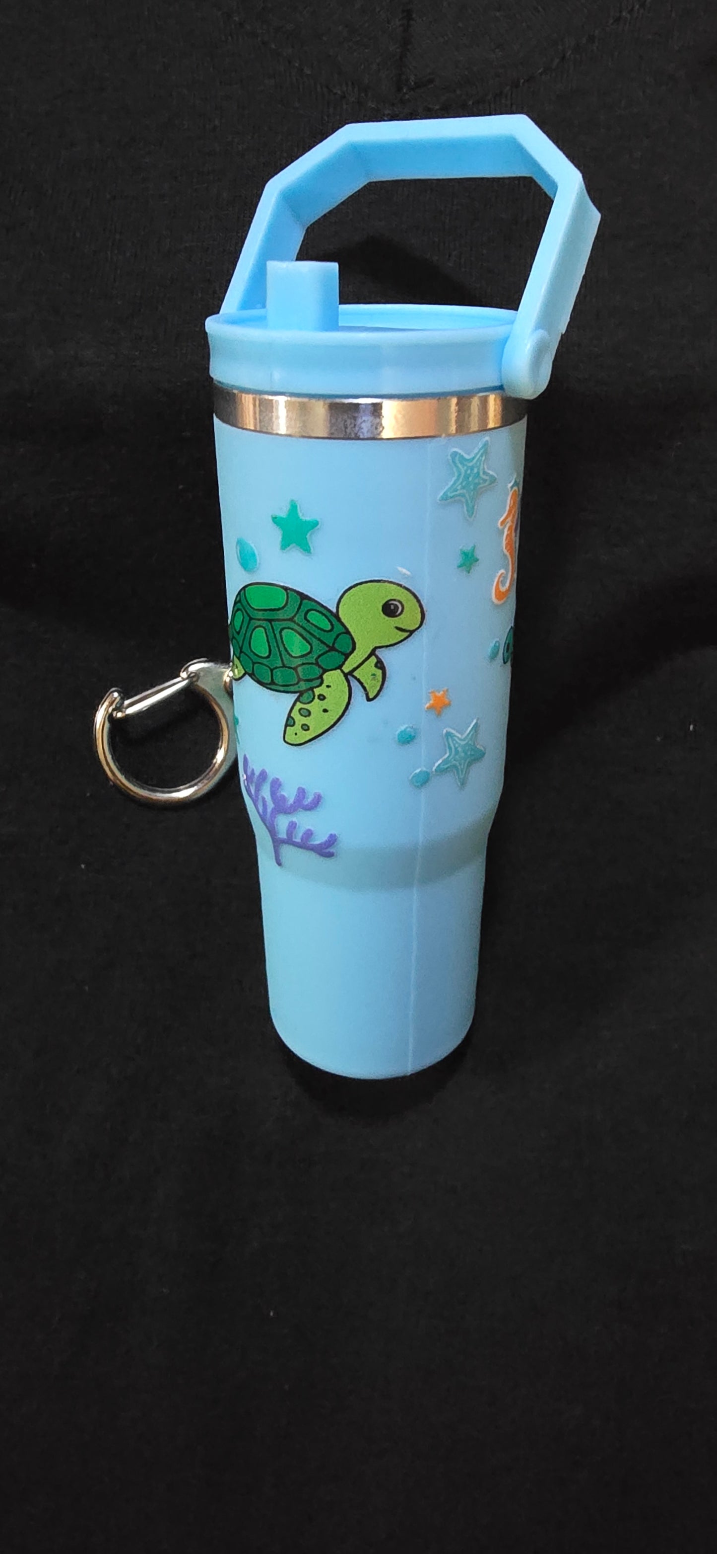 Blue Sea turtle tumbler keychain