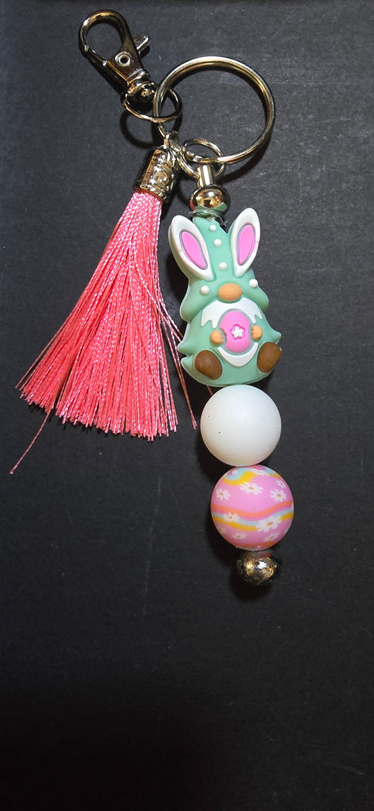 Mint bunny gnome keychain