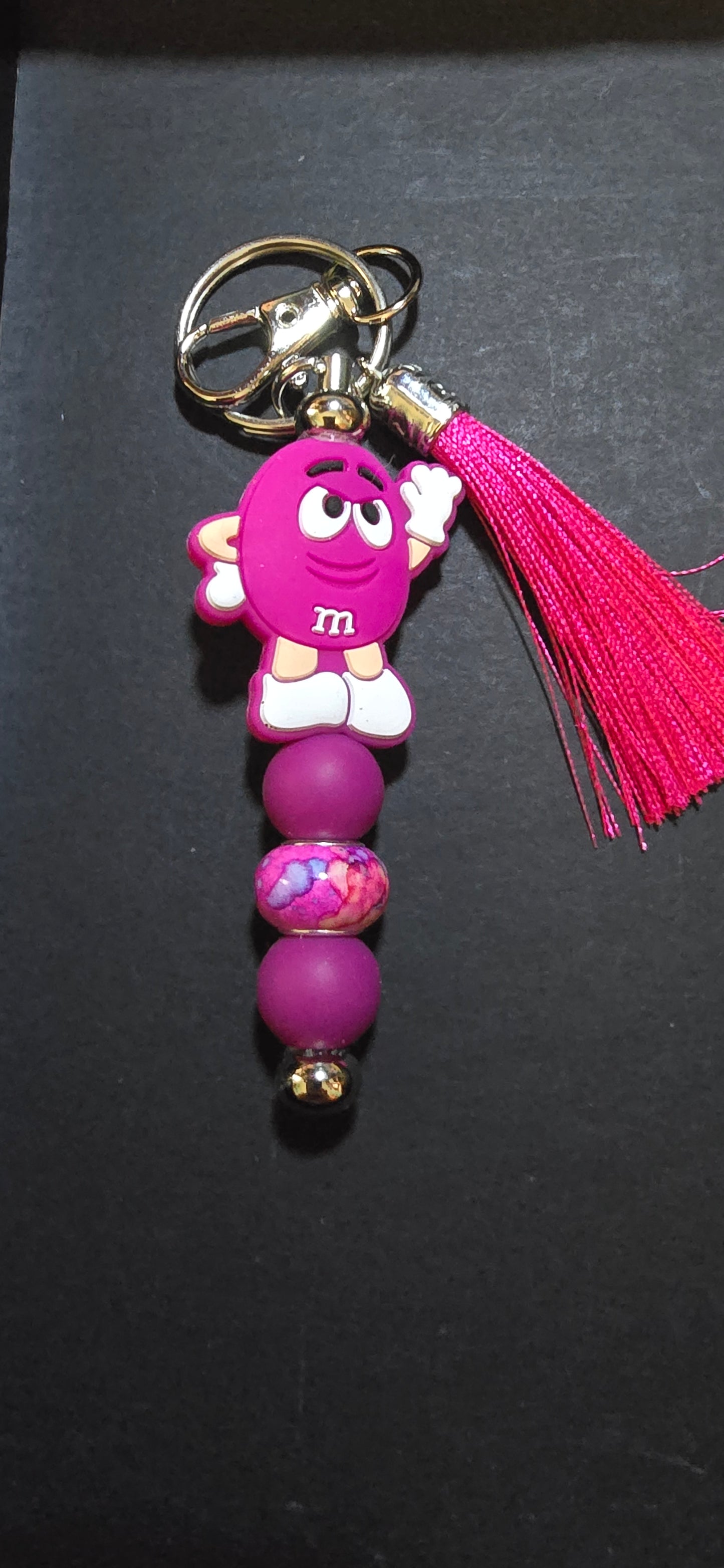 Pink M&M keychain