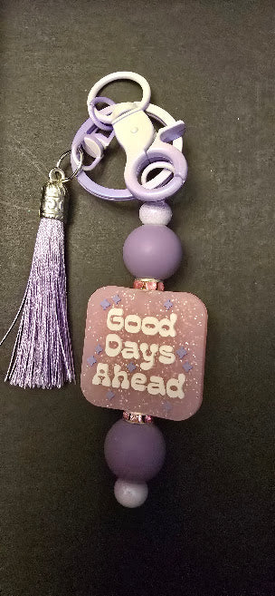 purple n pink good days ahead keychain