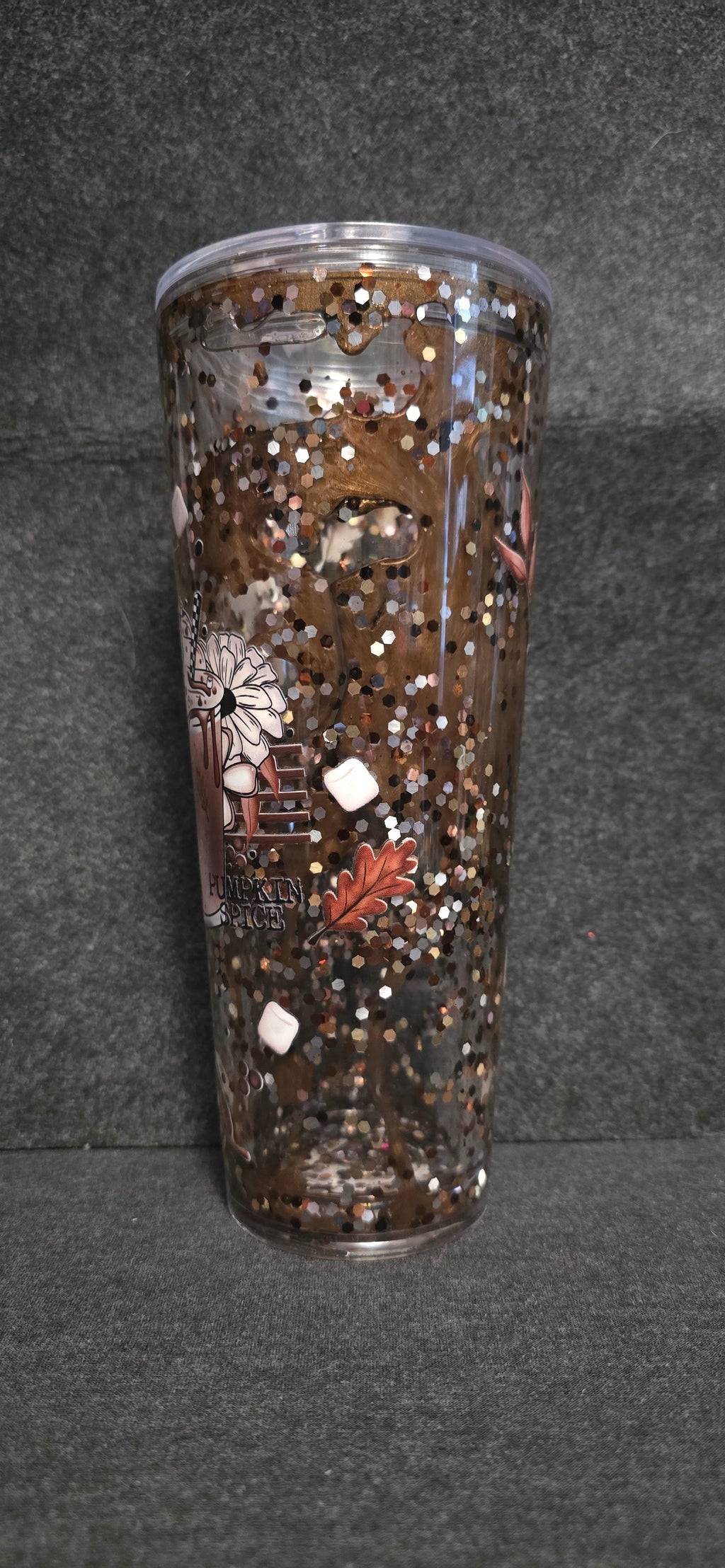 Pumpkin Spice acrylic 24oz  glitter brown lava tumbler