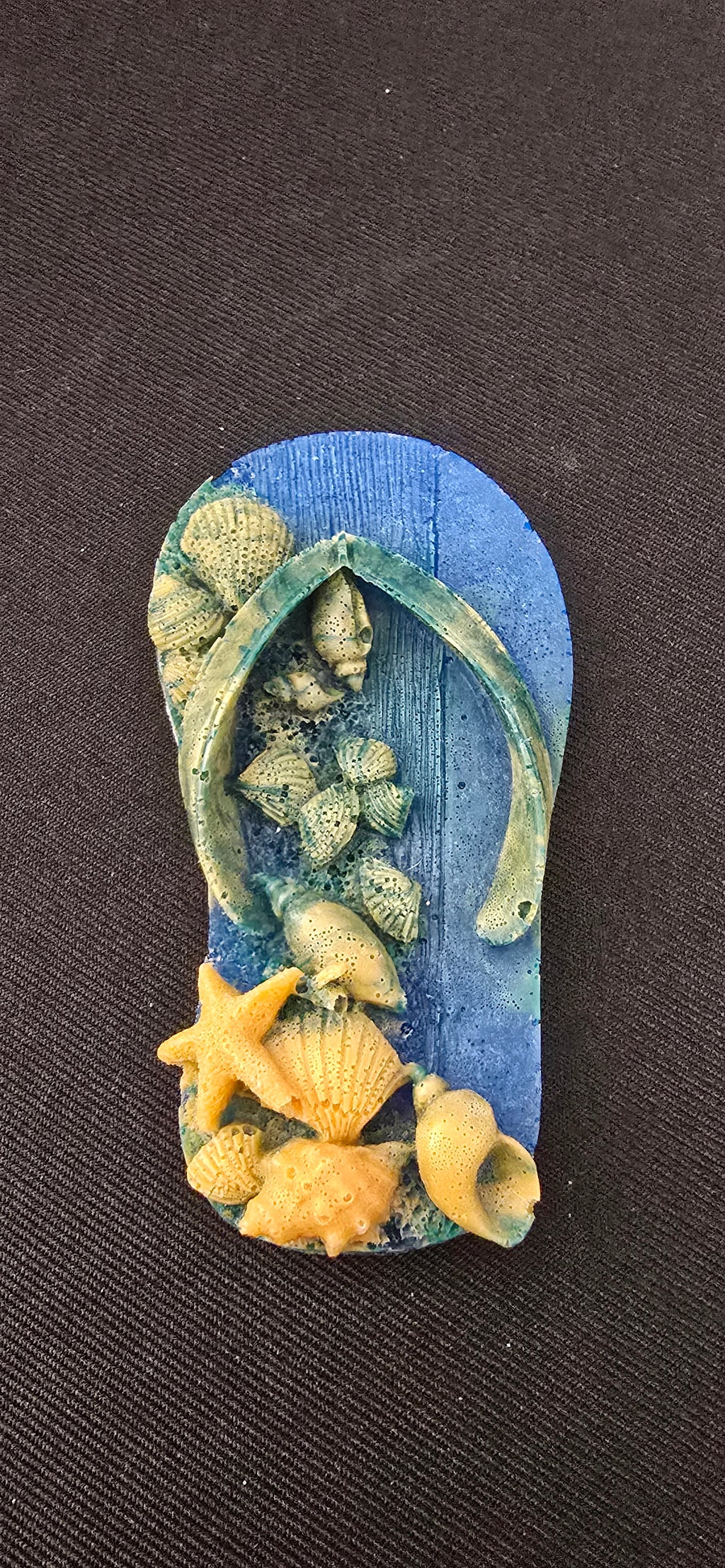 Blue and Tan Flip-Flop Magent