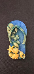 Blue and Tan Flip-Flop Magent