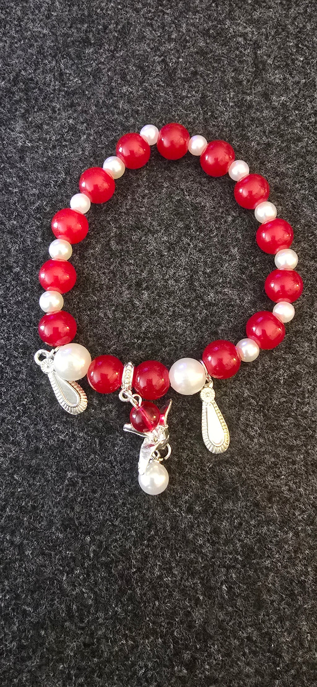 Red&White w/bird charm
