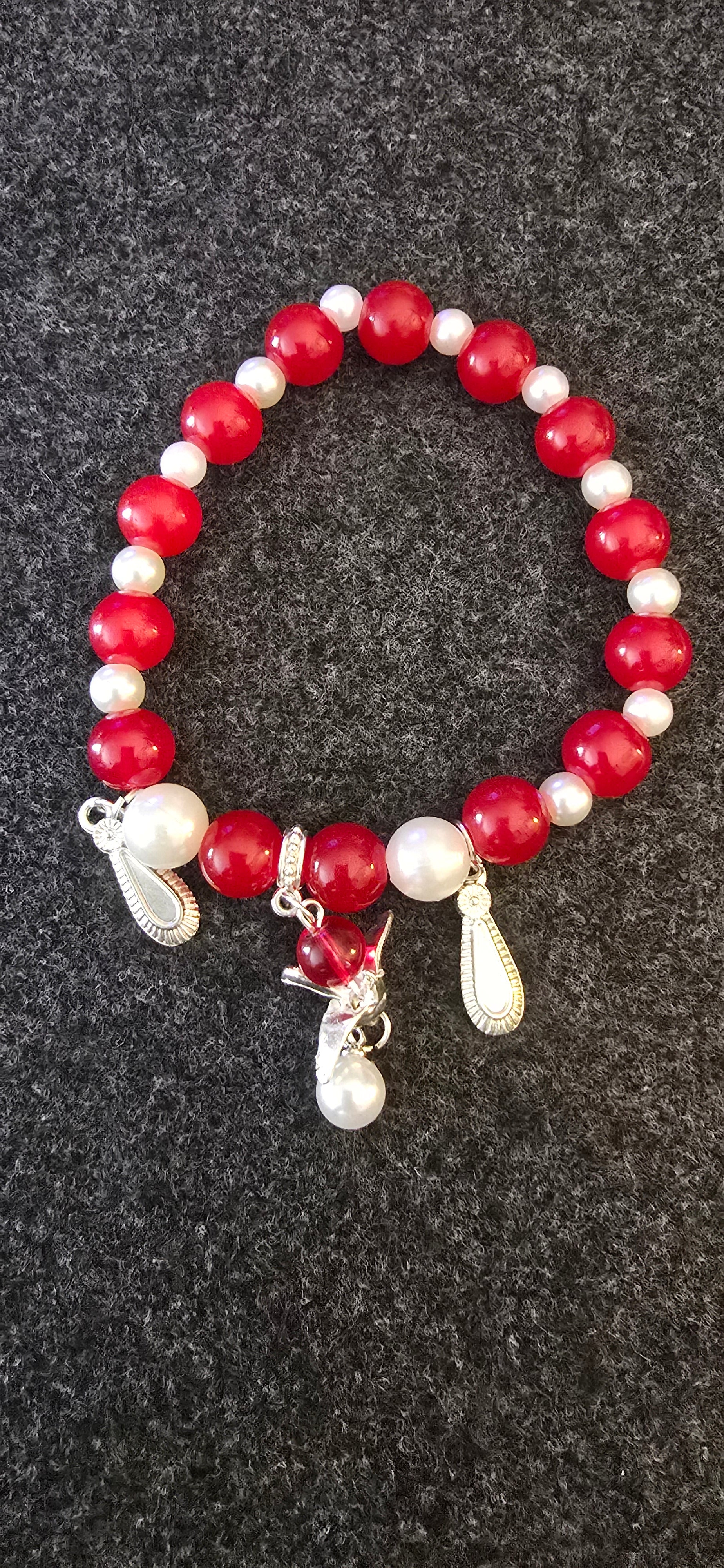 Red&White w/bird charm