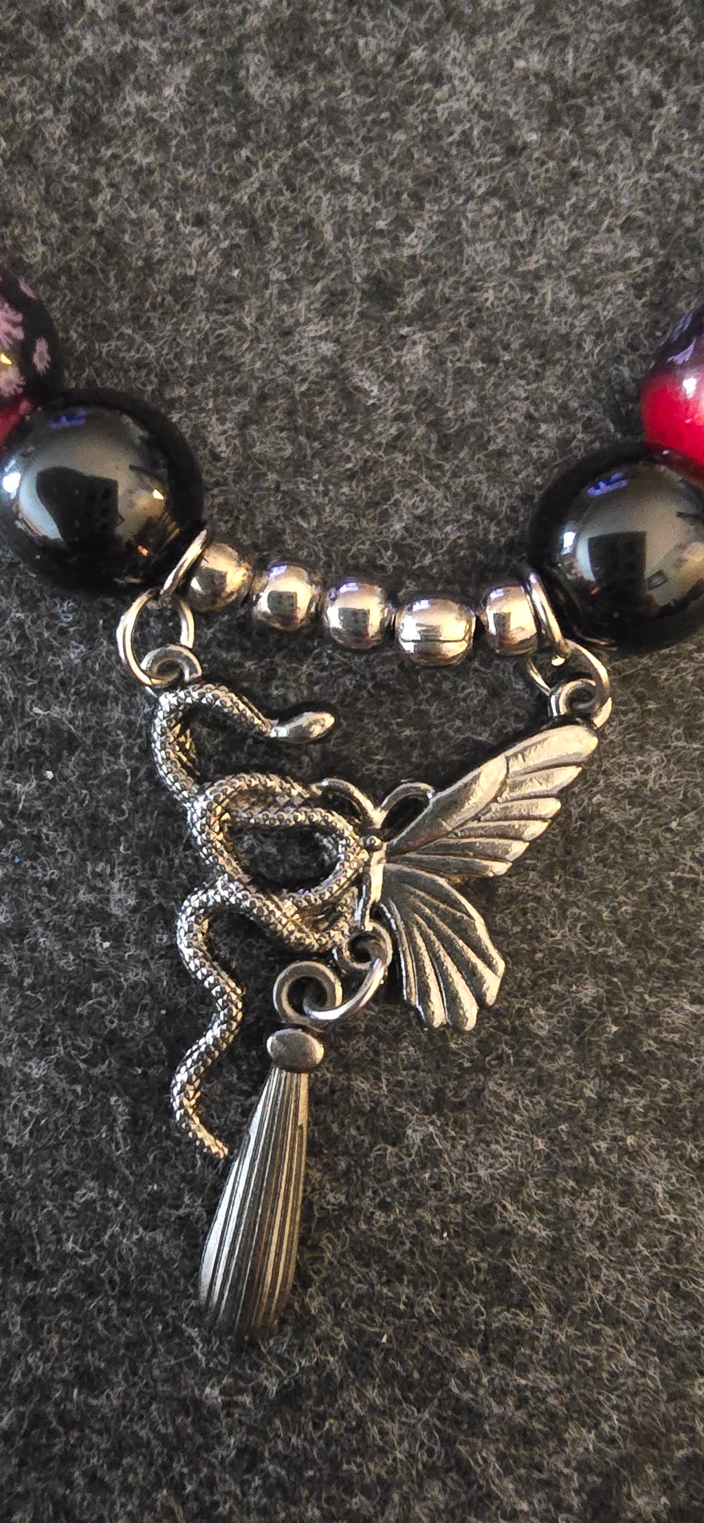 Red&Black w/snake-butterfly charm