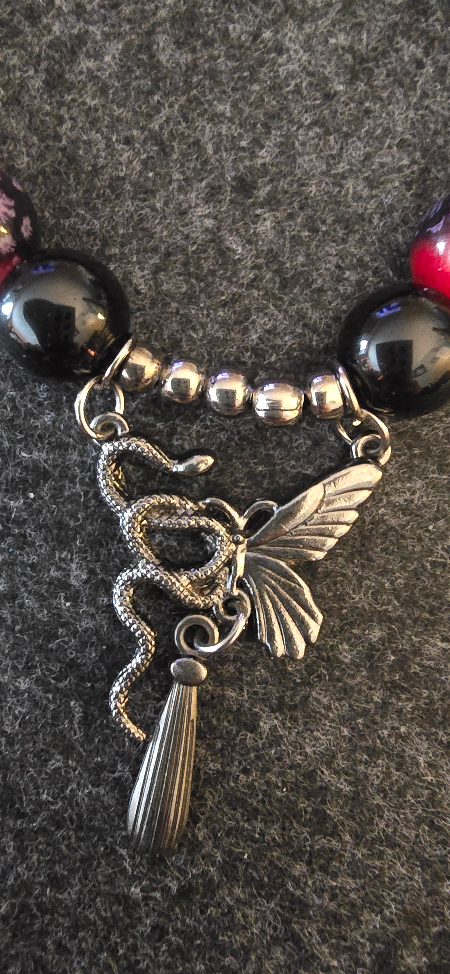 Red&Black w/snake-butterfly charm