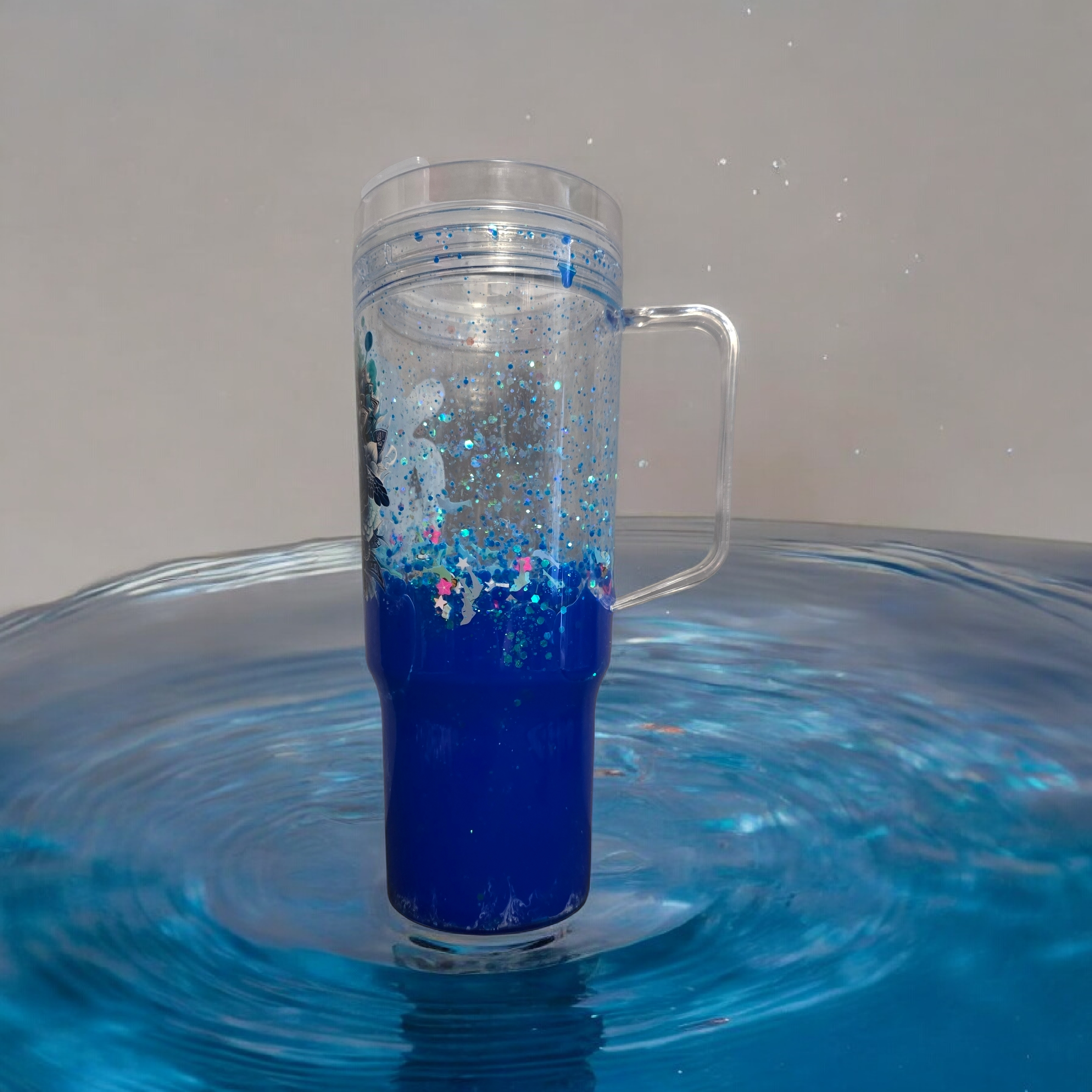 Blue Sea turtle-40oz acrylic w/ handle