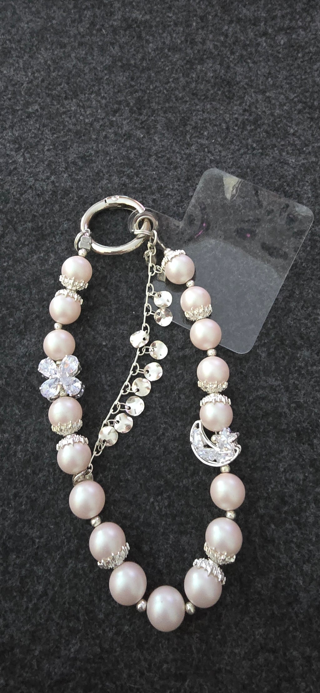 Pearl w/moon Phone Charm or Keychain