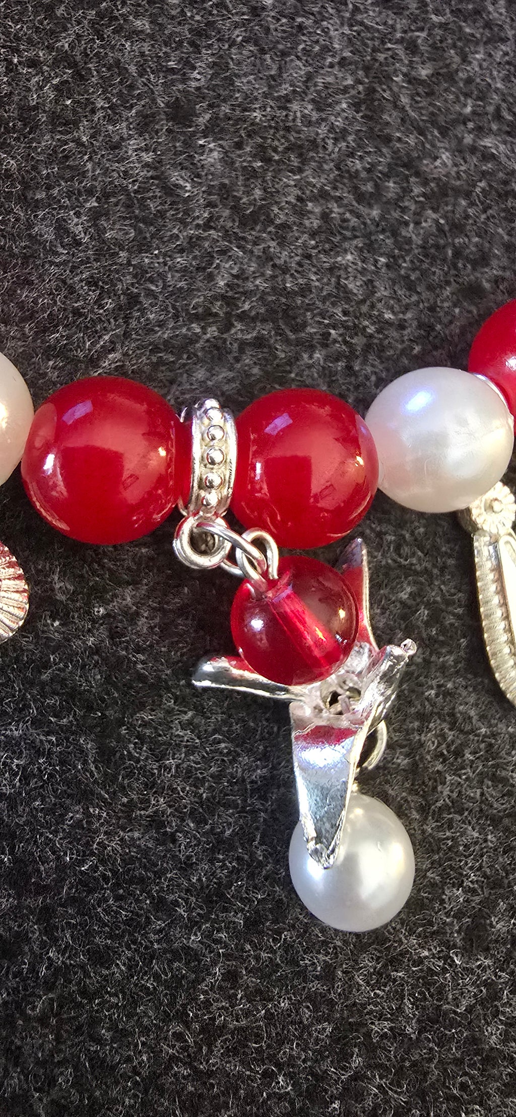 Red&White w/bird charm