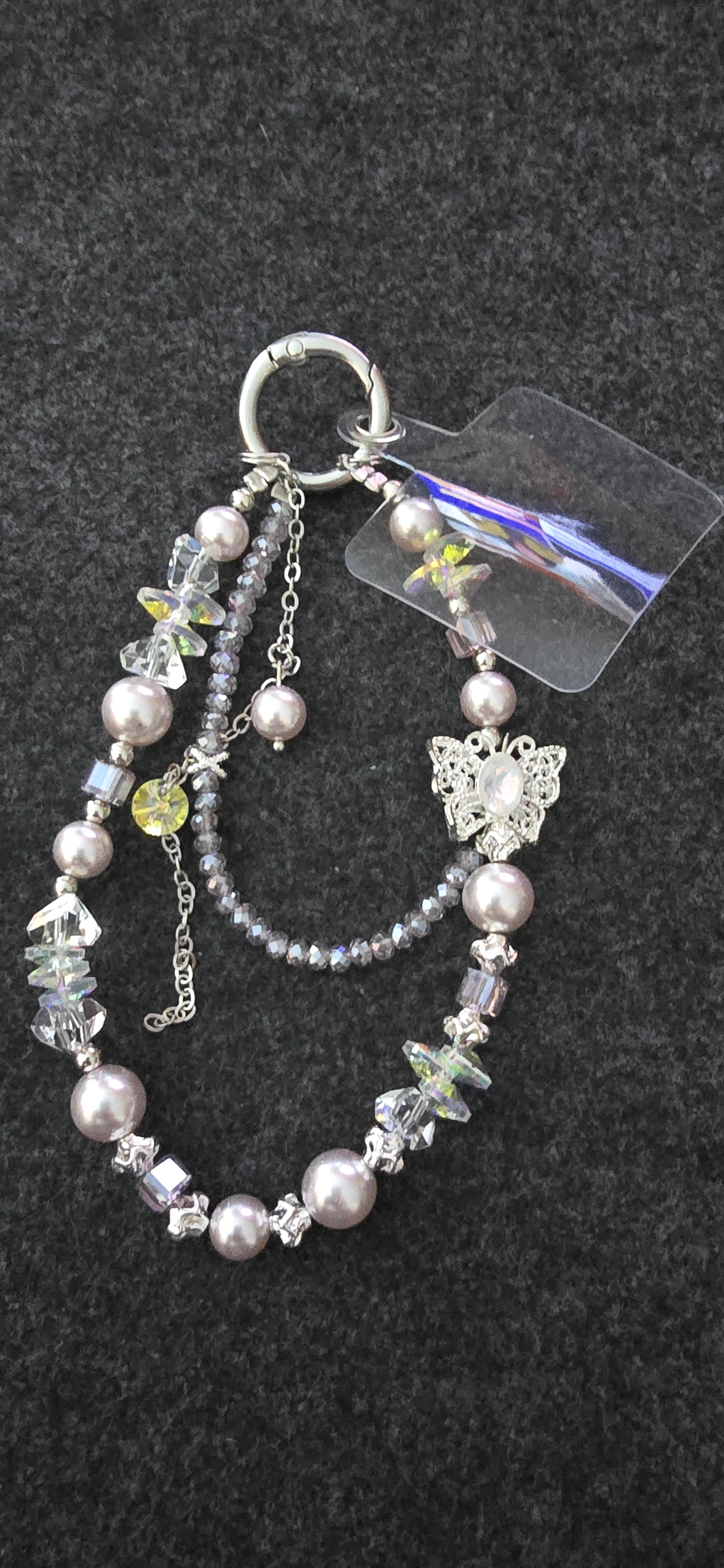 Beaded Butterfly Phone Charm or Keychain