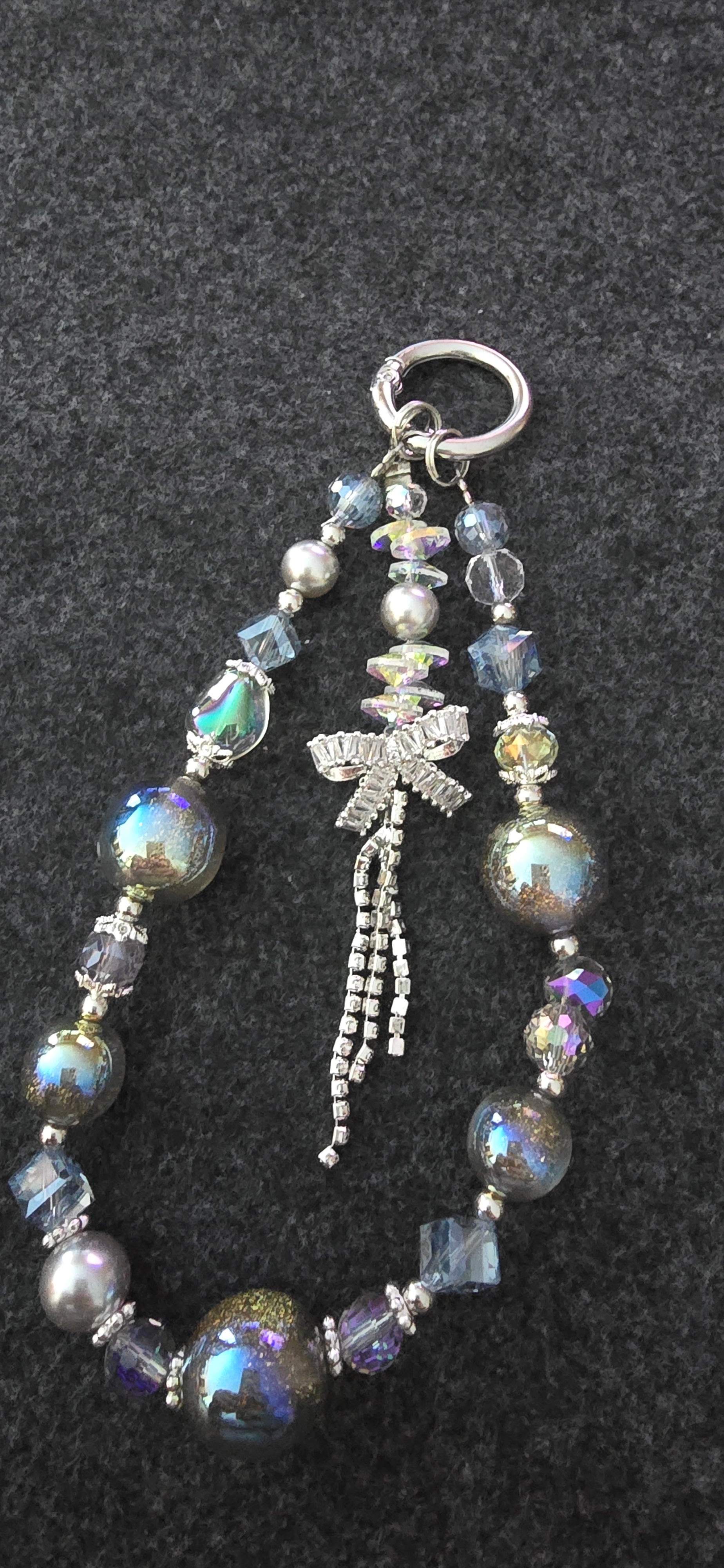 Elegant Silver Bow Phone Charm or Keychain