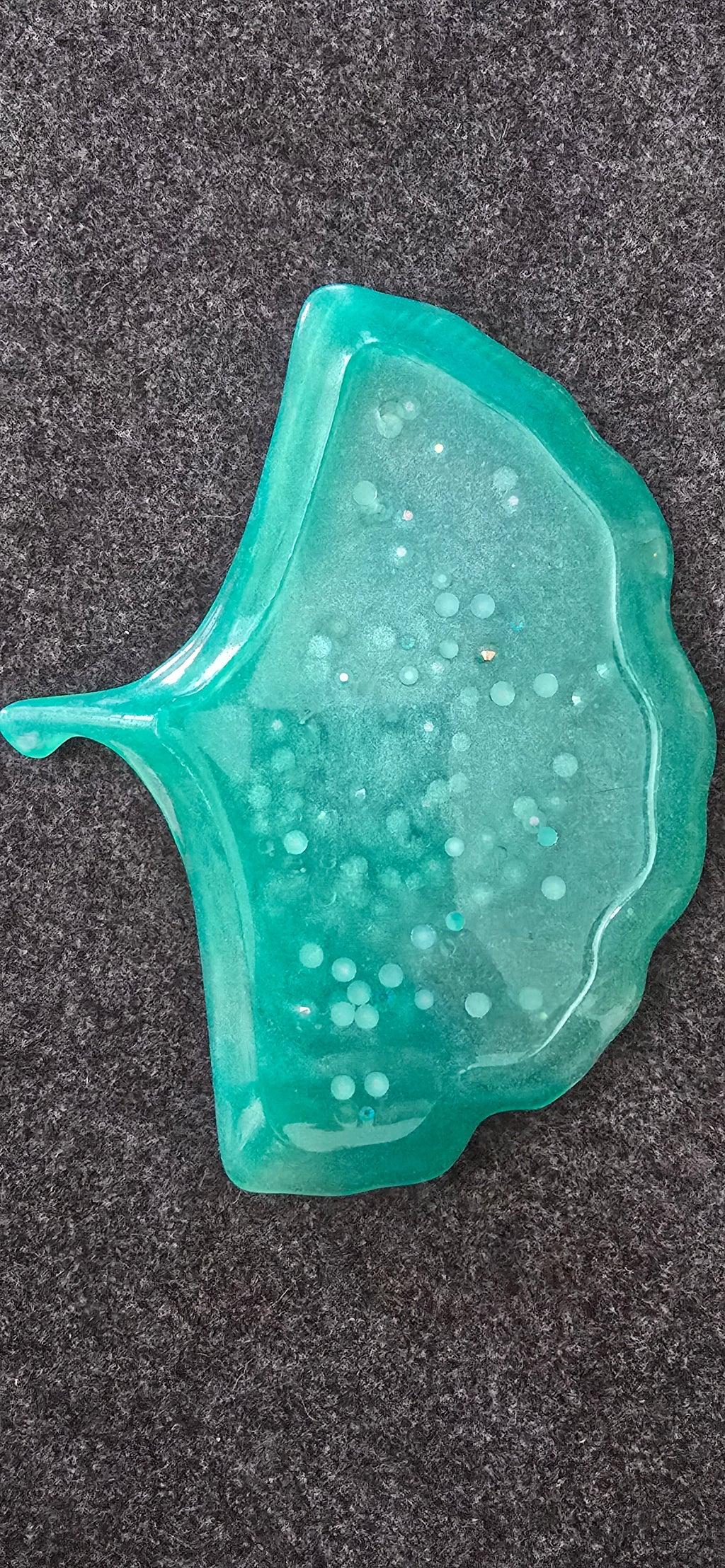 Teal w/tiny beads Ginkgo Leaf