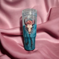 Beautiful Cow Skull-40oz w/handle(acrylic)