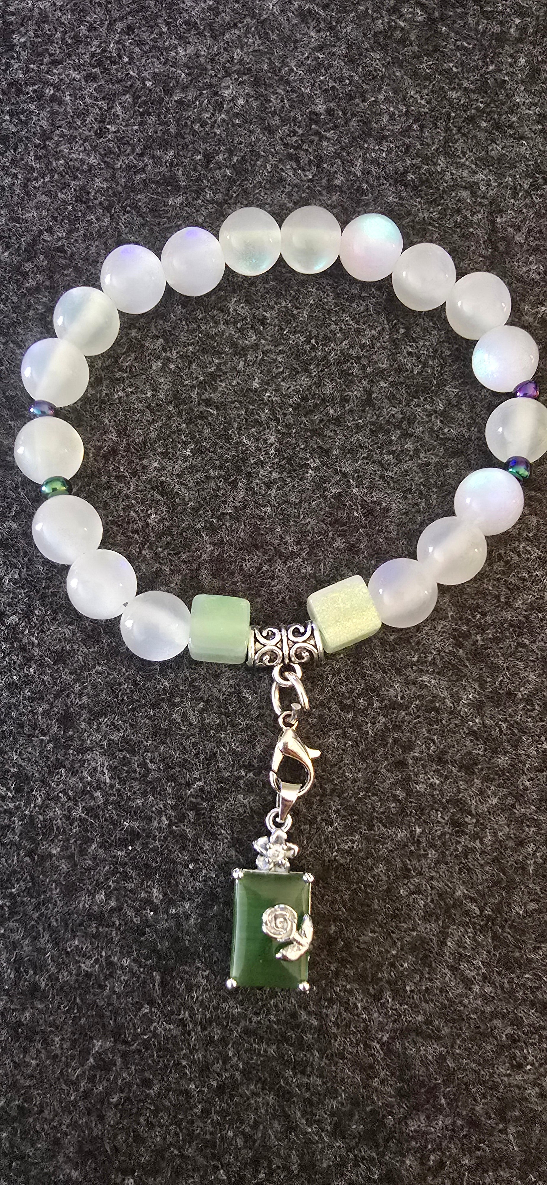 Emerald green charm w/UV beads