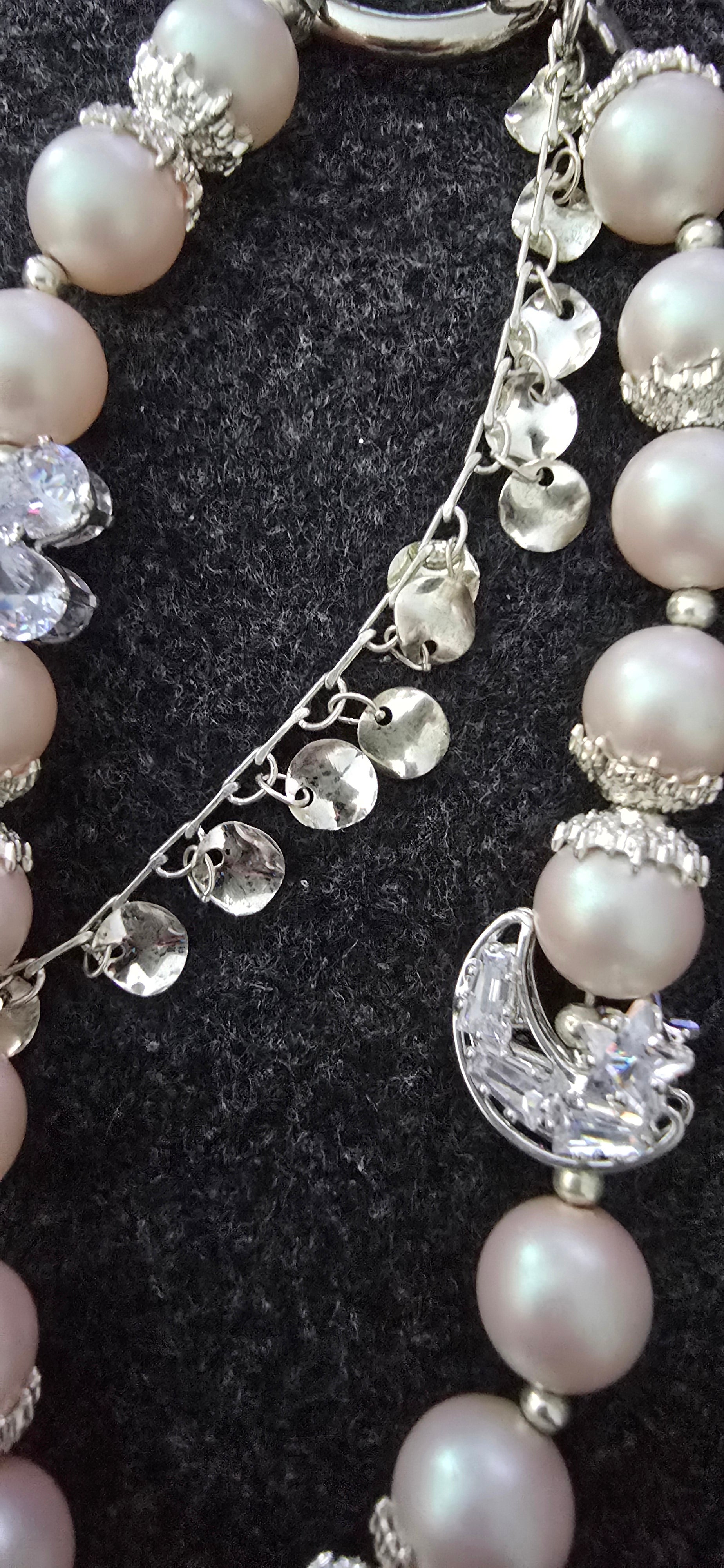 Pearl w/moon Phone Charm or Keychain