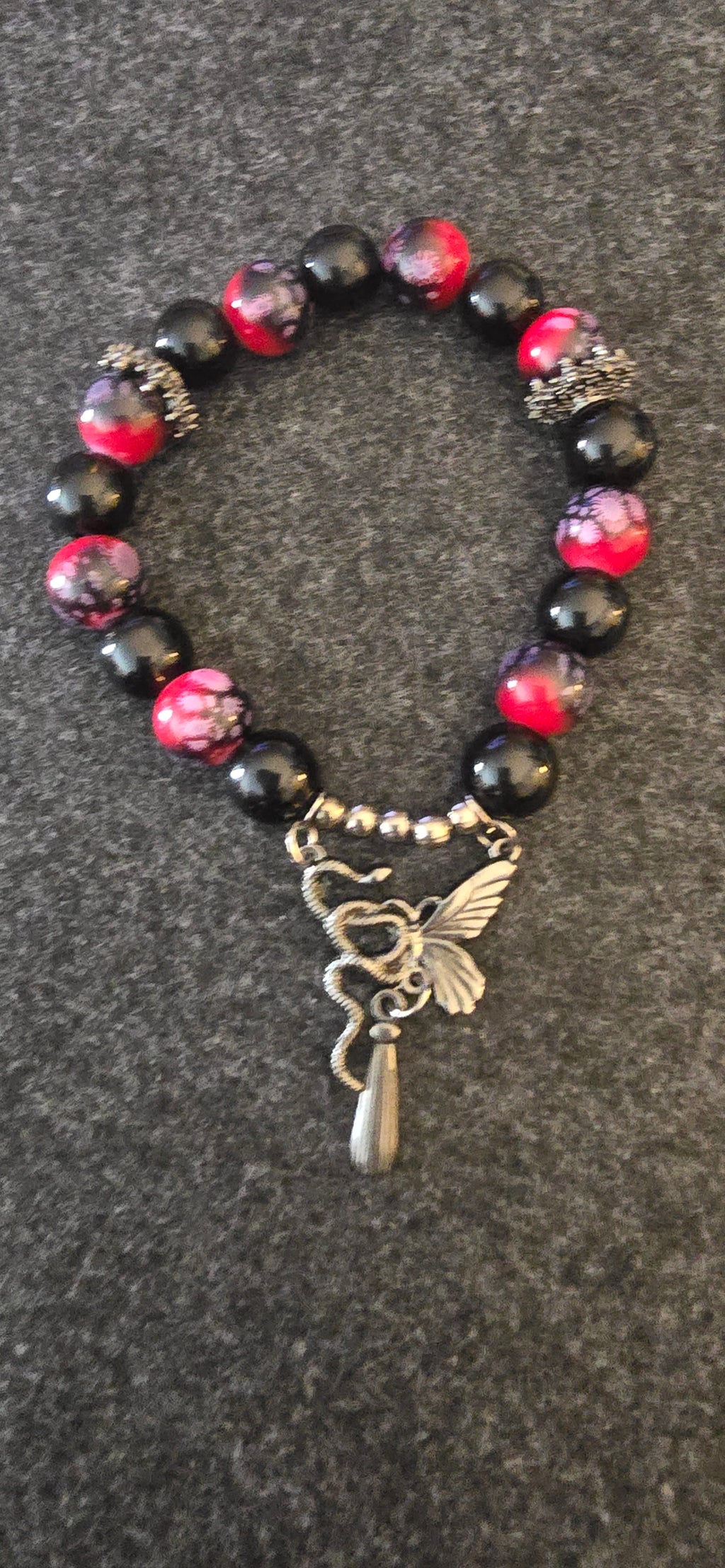 Red&Black w/snake-butterfly charm