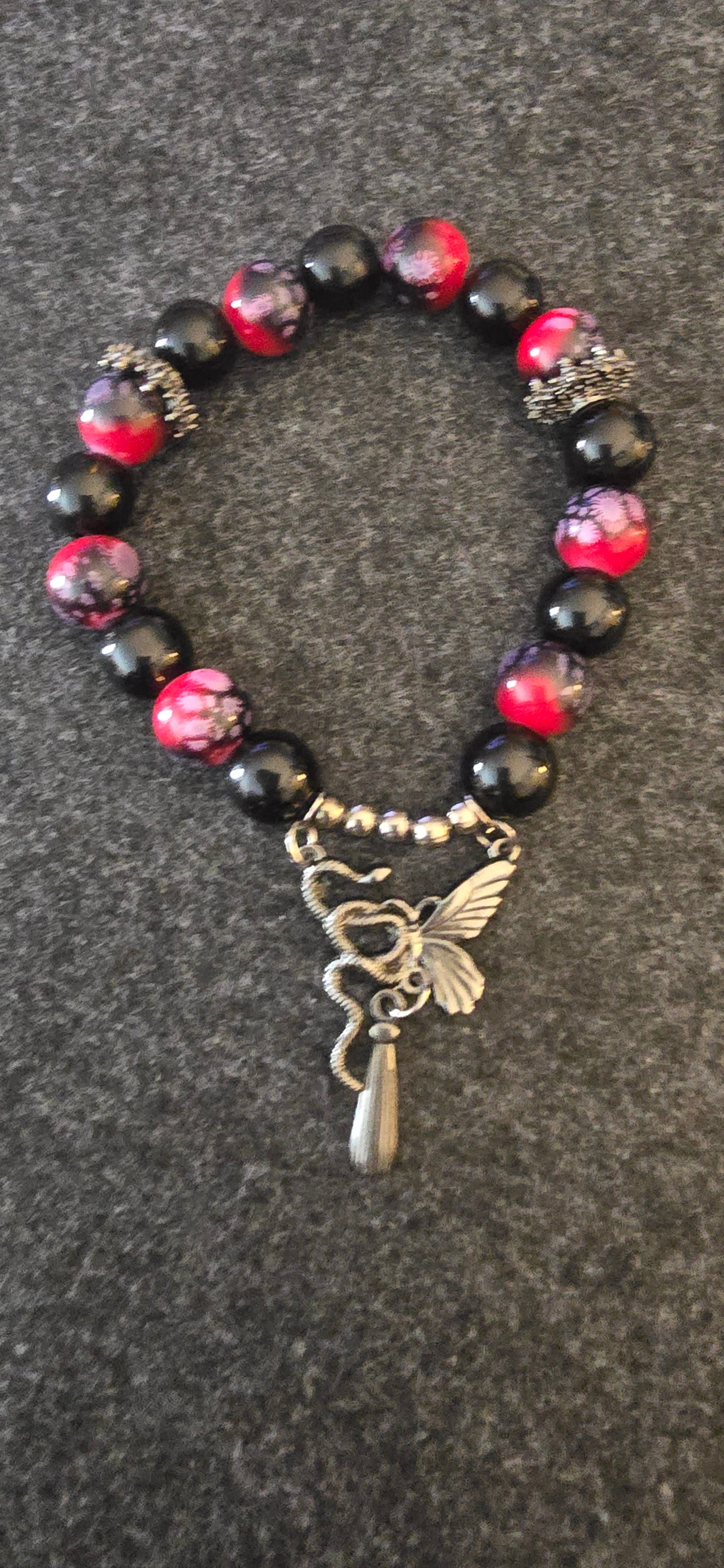 Red&Black w/snake-butterfly charm