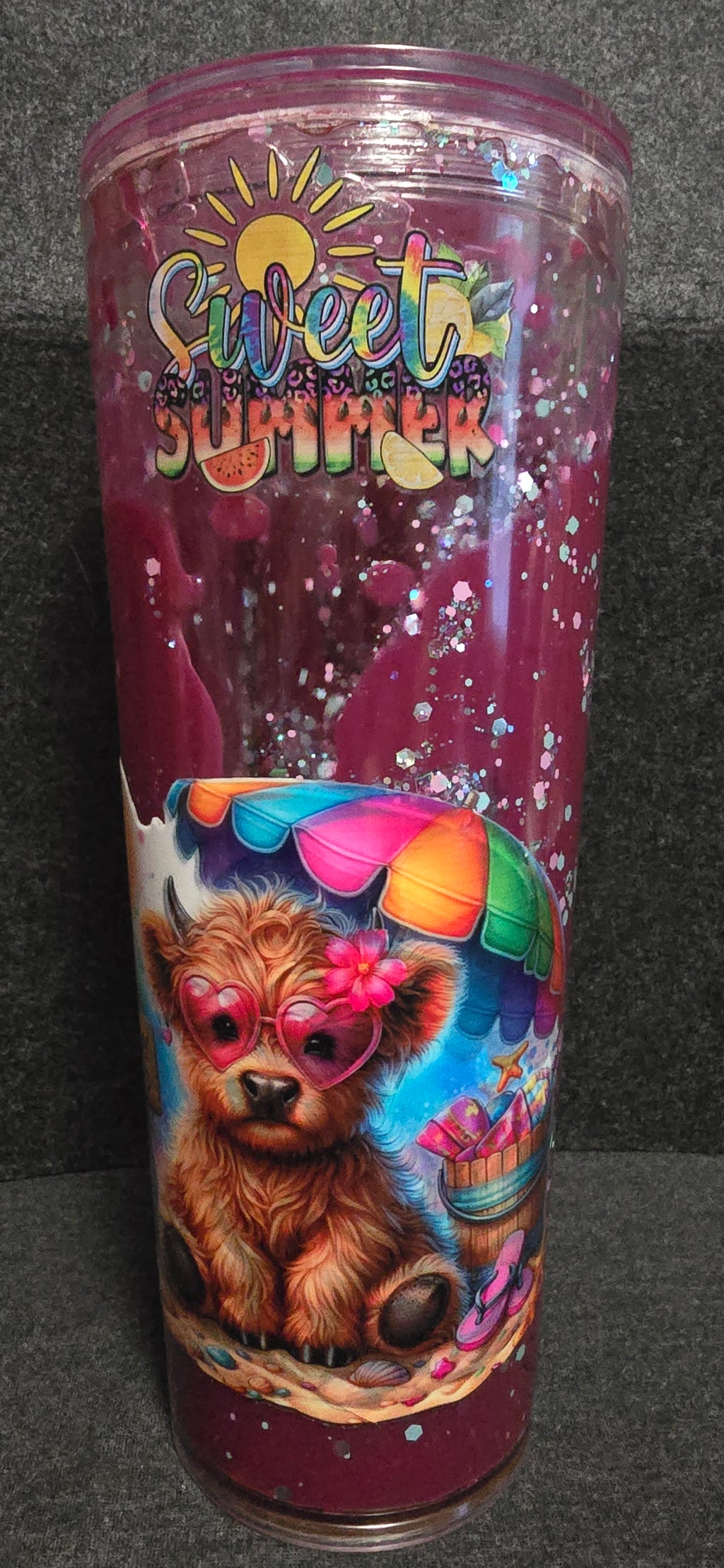 Sweet Summer Moo Moo 24oz acrylic deep pink lava