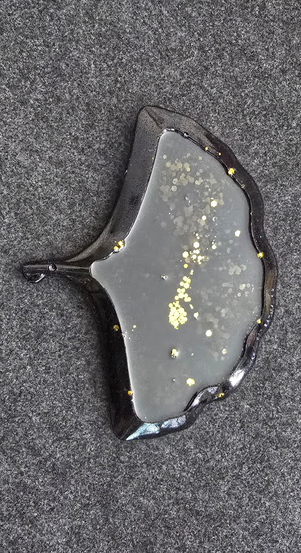 Black w/gold glitter Ginkgo Leaf