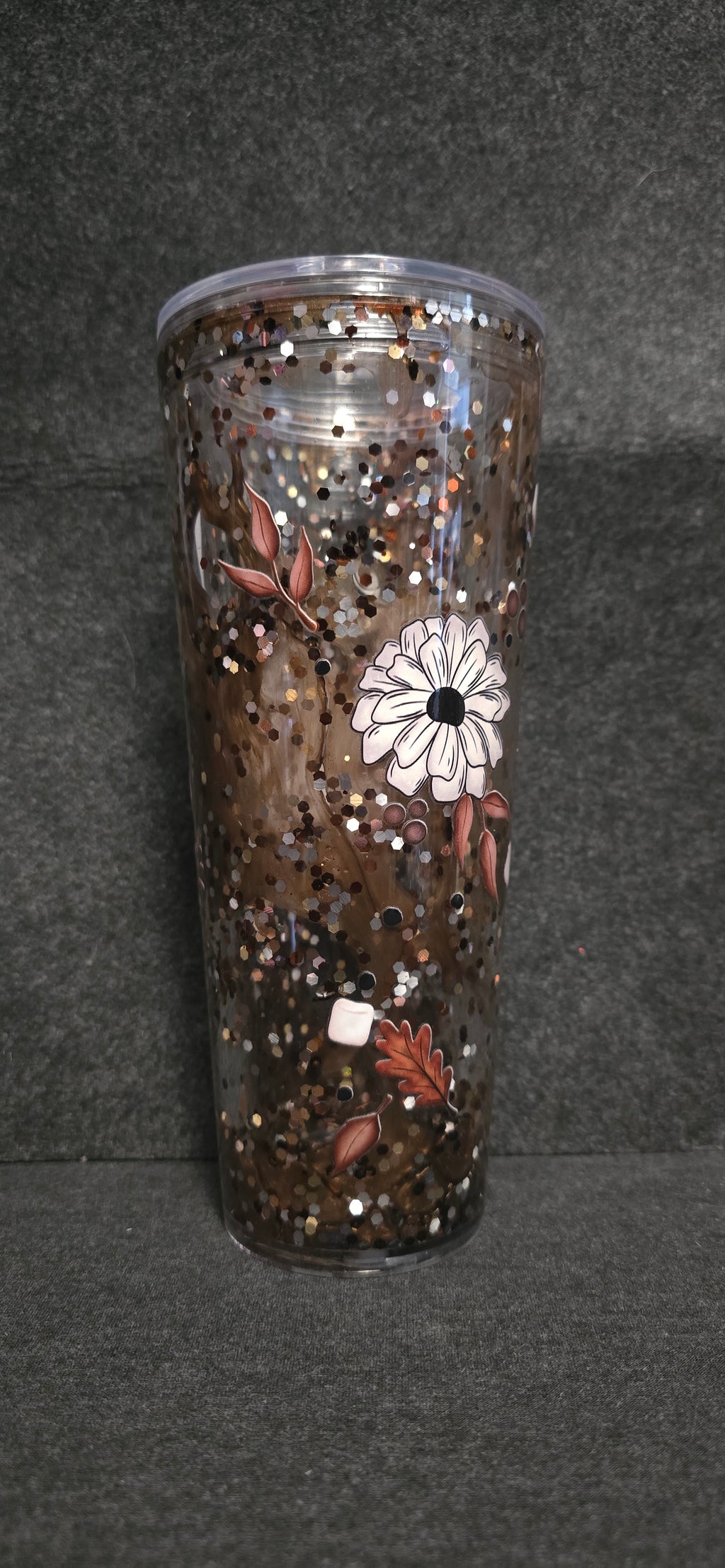 Pumpkin Spice acrylic 24oz  glitter brown lava tumbler