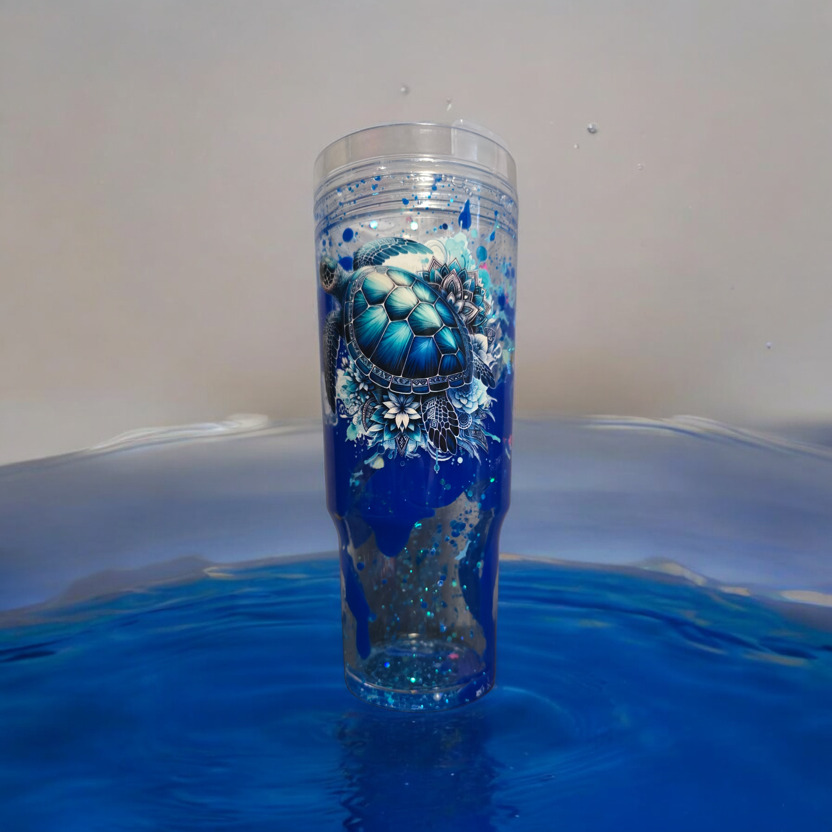 Blue Sea turtle-40oz acrylic w/ handle