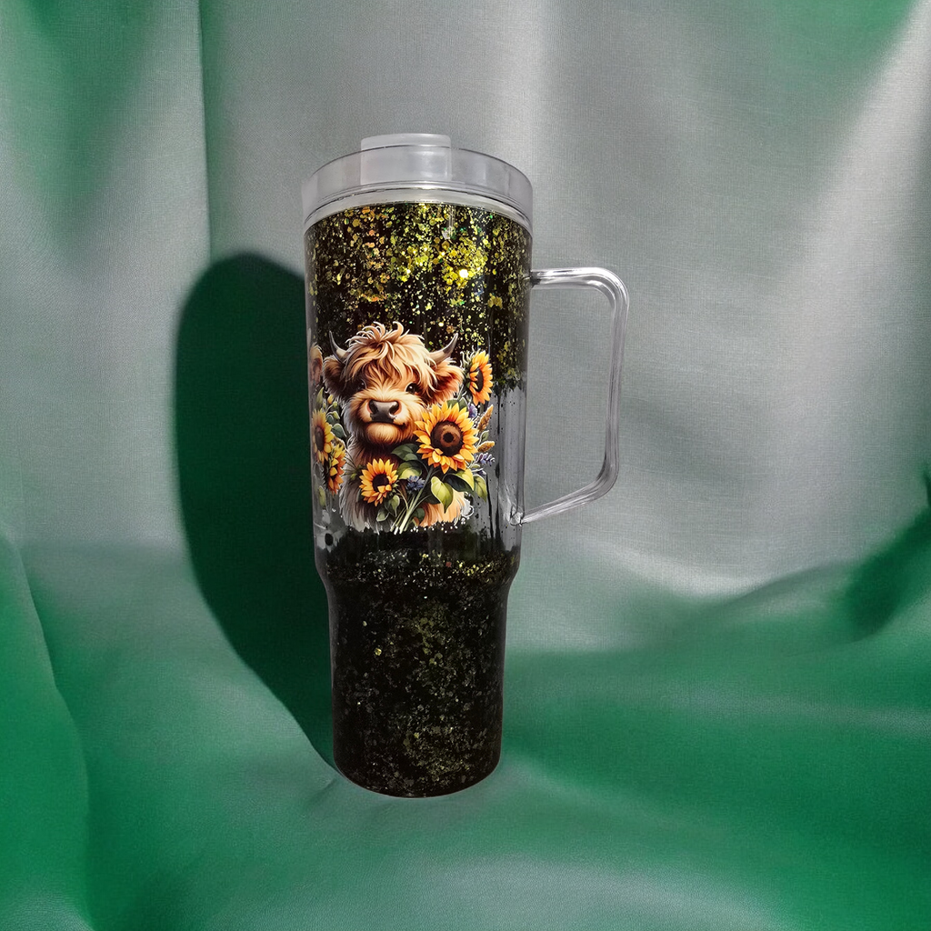 Sunflower Cow-40oz w/handle(acrylic)
