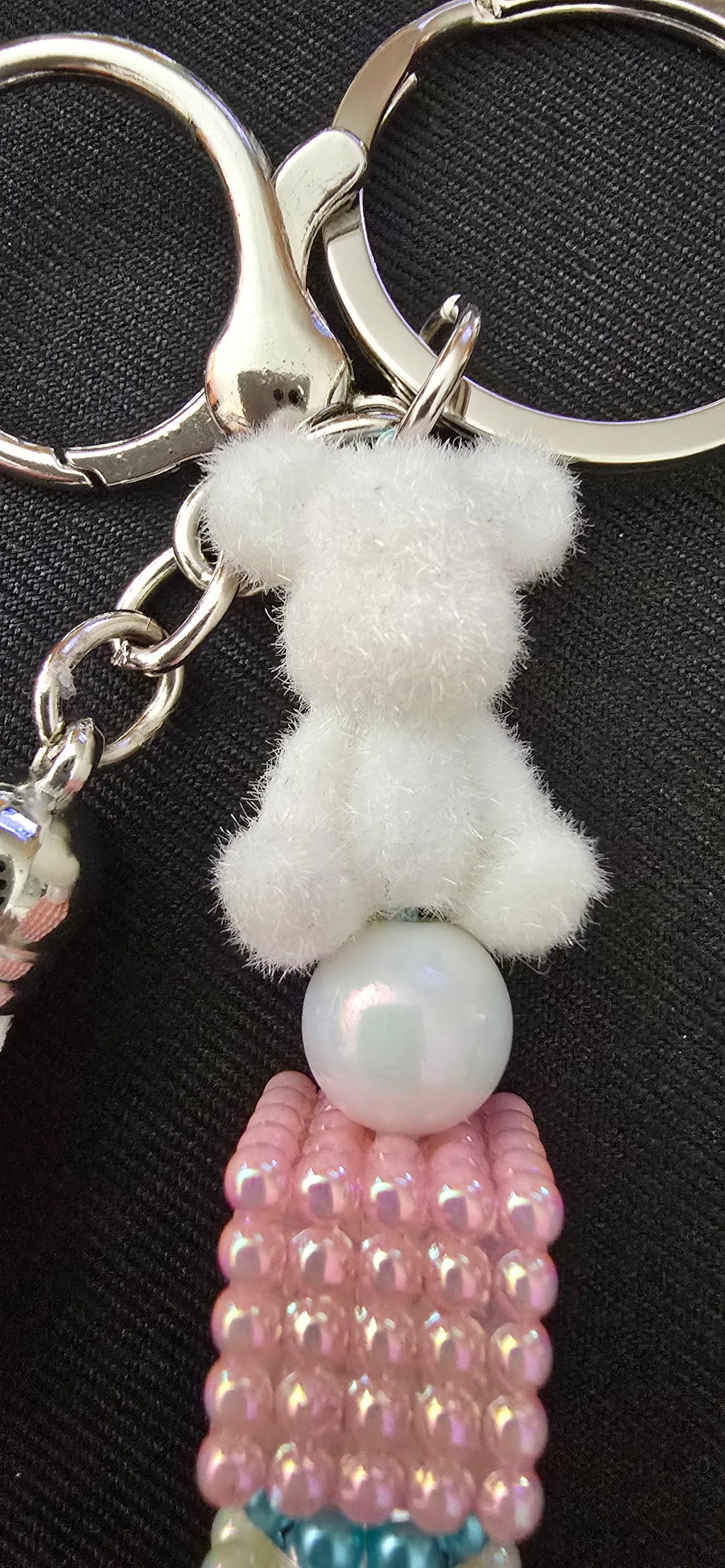 Tiny White Teddy Keychain