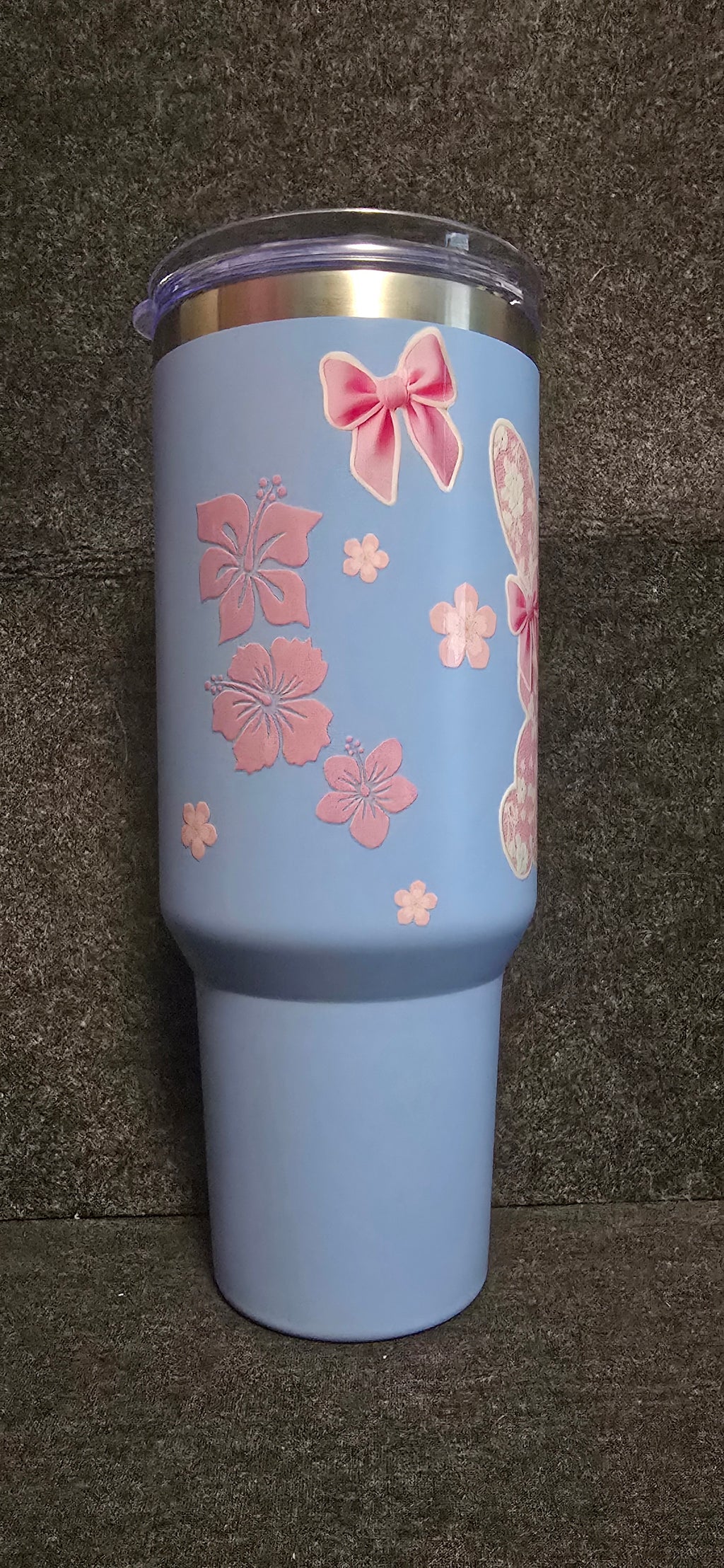 Pink Bunny light blue 40oz stainless steel