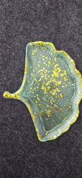 Green w/gold glitter Ginkgo Leaf