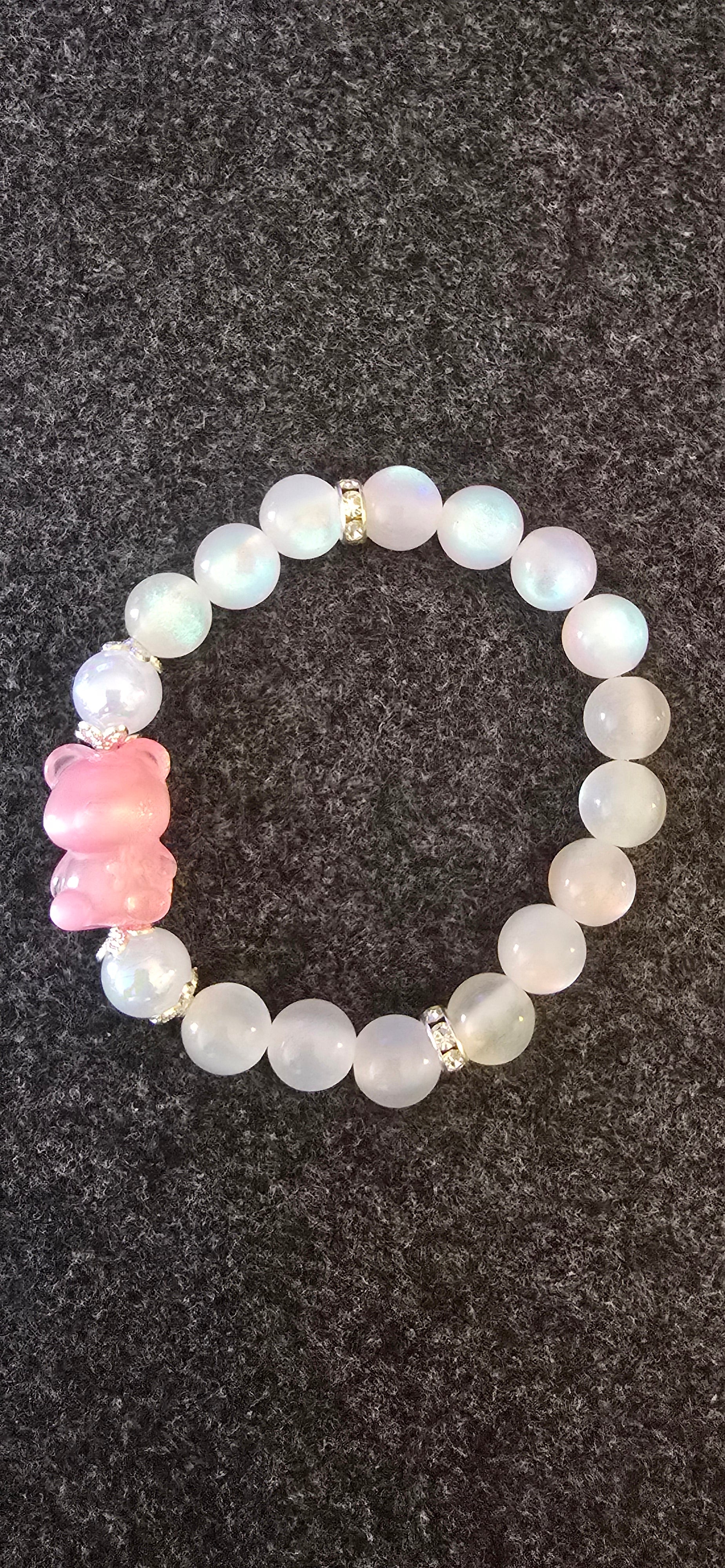 Pink Teddy Bear w/UV beads