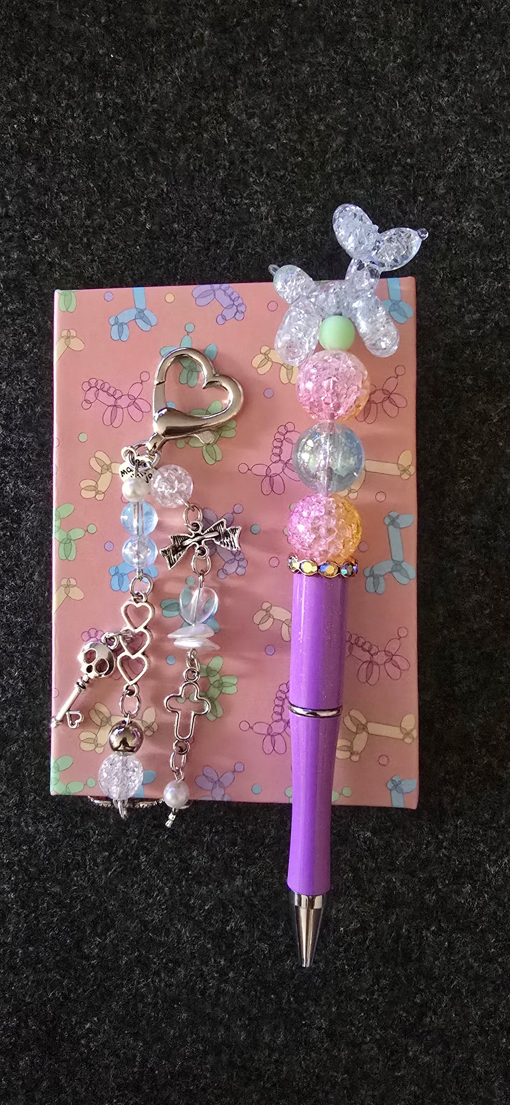Balloon Dog Pen w/post-it note book and charm Bundle