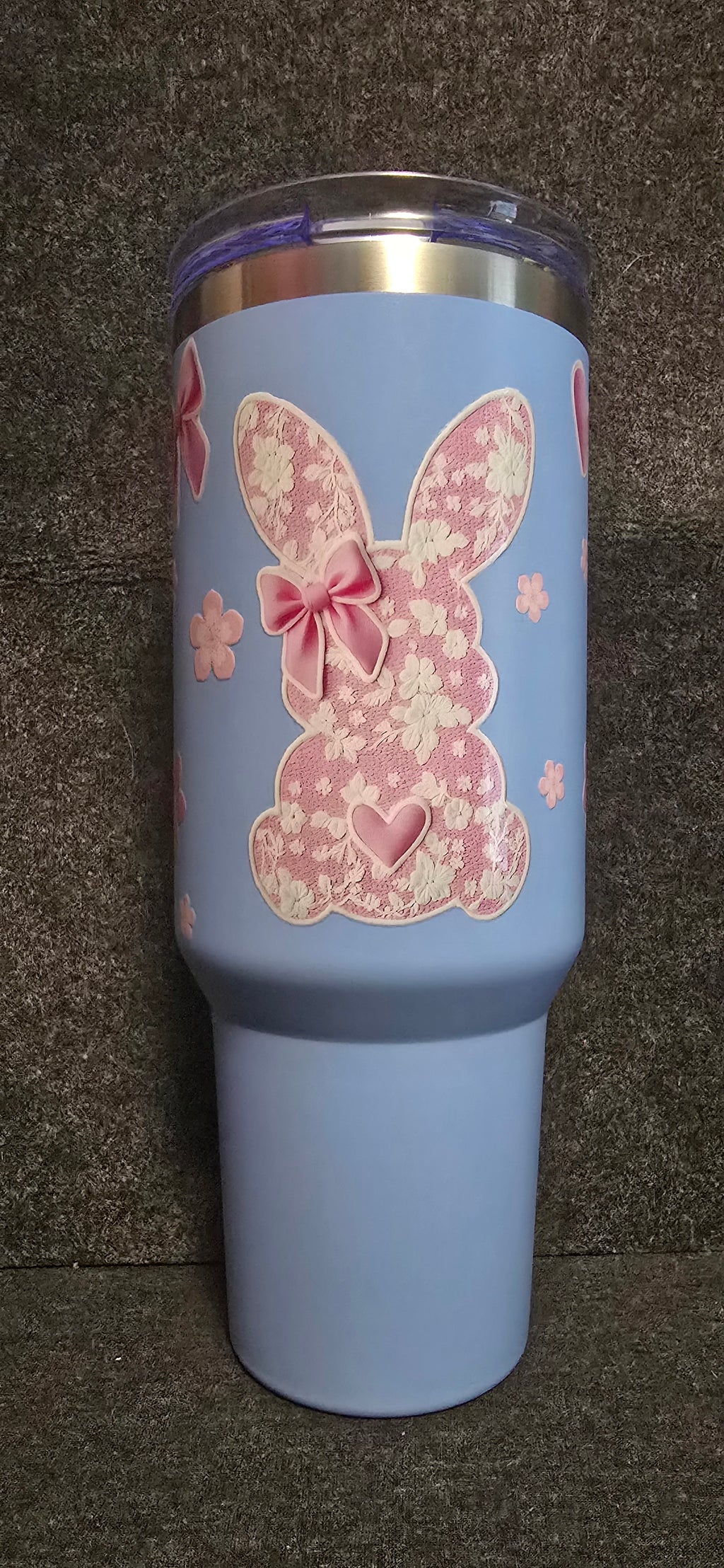 Pink Bunny light blue 40oz stainless steel