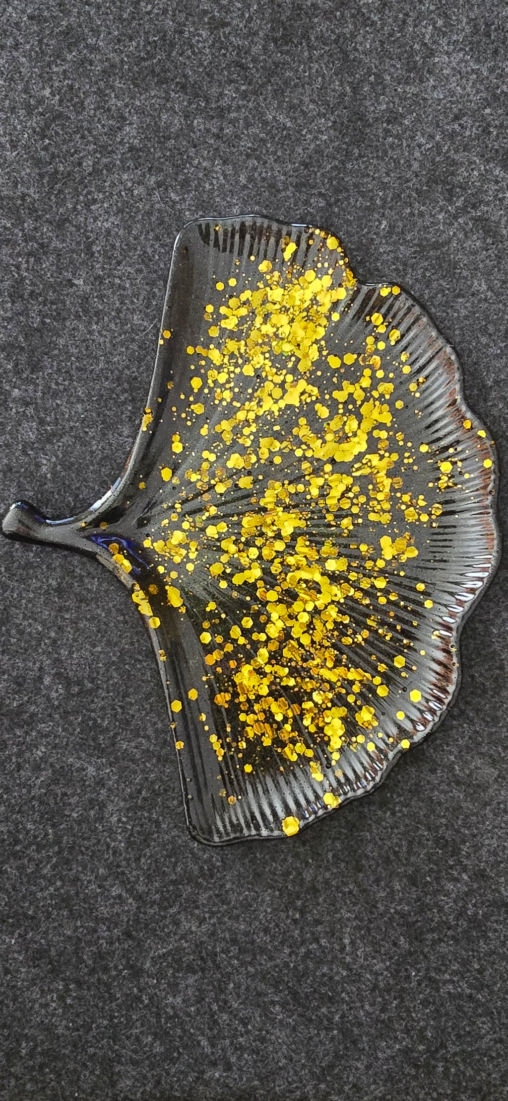 Black w/gold glitter Ginkgo Leaf