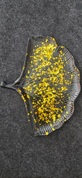 Black w/gold glitter Ginkgo Leaf