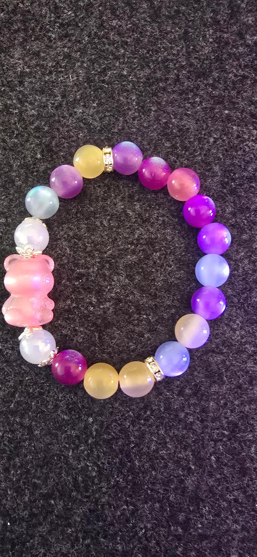 Pink Teddy Bear w/UV beads