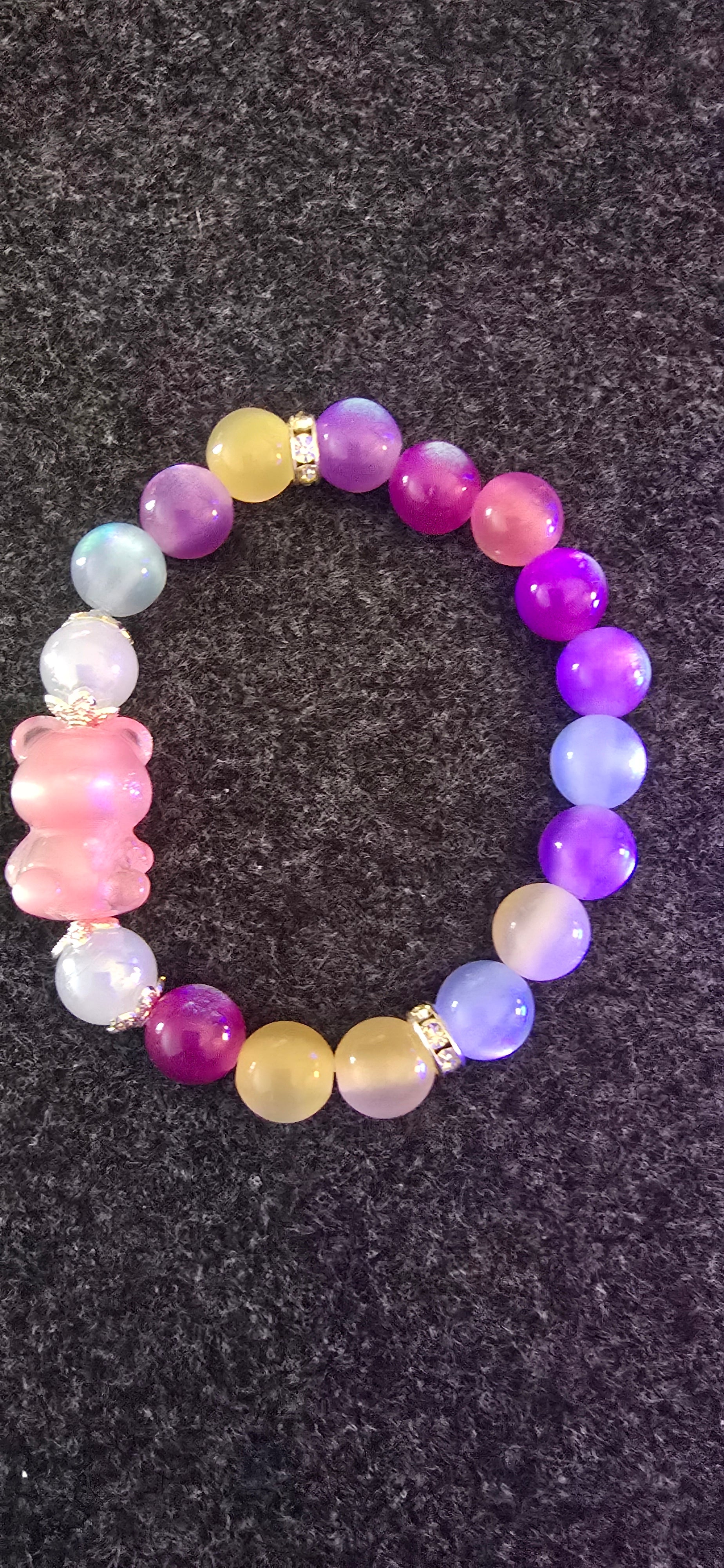 Pink Teddy Bear w/UV beads