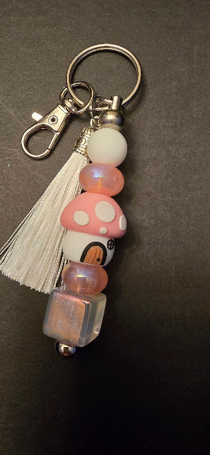 pink 3D mushroom keychain